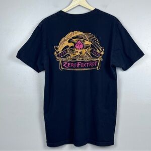 Zero Foxtrot Men's Cotton Graphic Print Black Pocket Tee Shirt Size L; Military